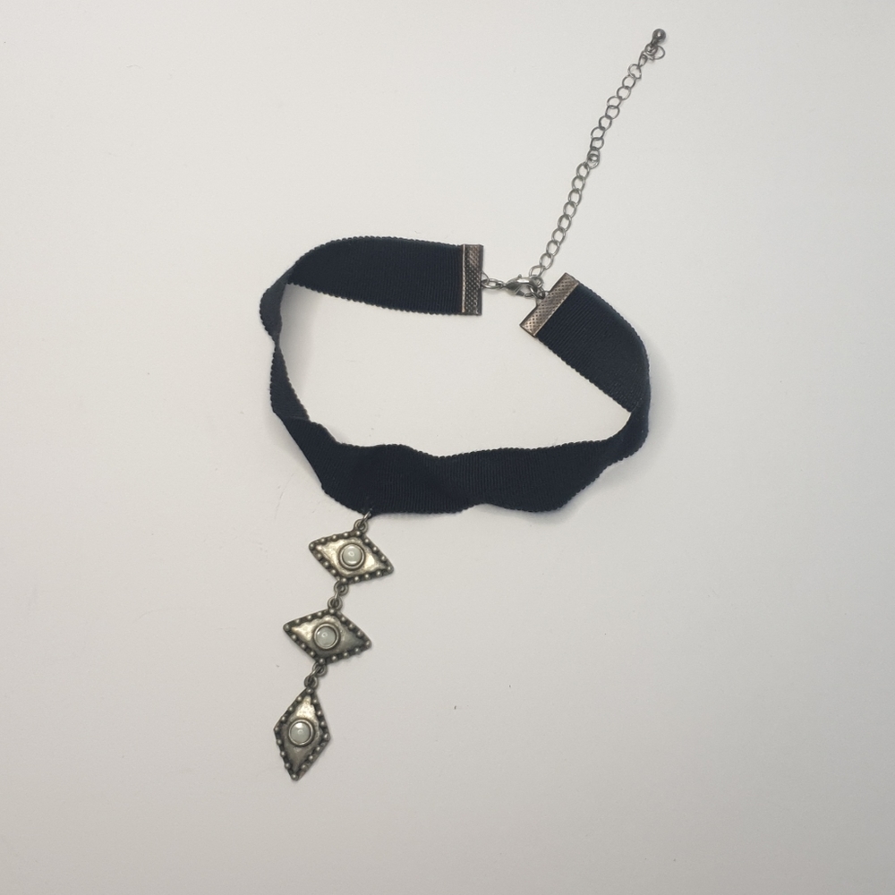 Long pendant adjustable choker boho black/grey - Picture 14 of 14
